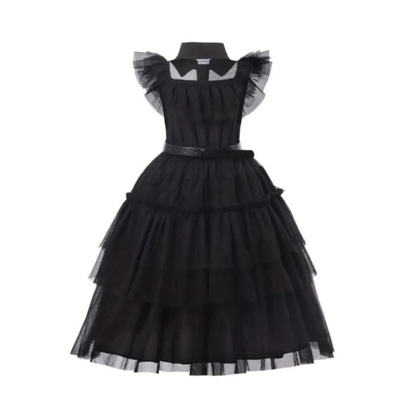 New Deluxe Dress Up Costume for Wednesday Addams Girls Halloween - Picture 7 of 8